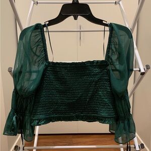 Elegant Green Sheer Sleeve Top